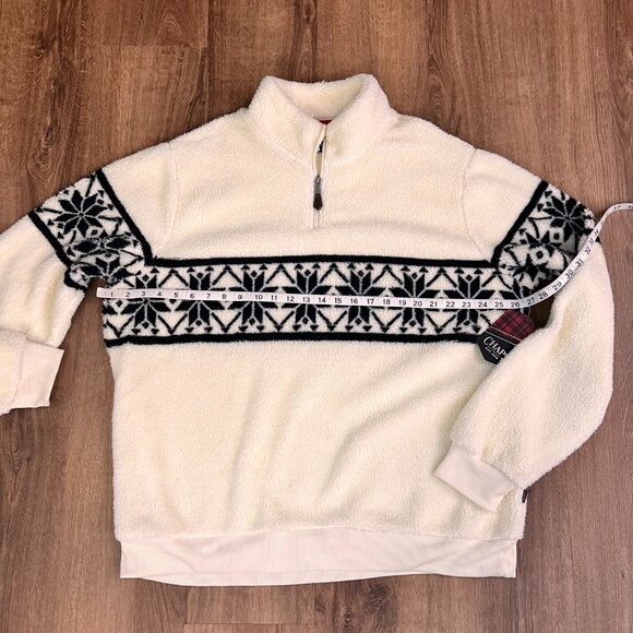 NEW Chaps Men's Fair Isle Quarter Zip Faux Sherpa Pullover Sz 2XL - Picture 8 of 14